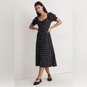 Madewell Sweetheart Puff-Sleeve Midi Dress